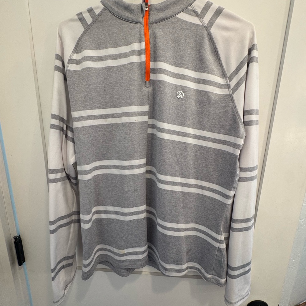 G/FORE Gray and White Striped Jacket with Orange Accent